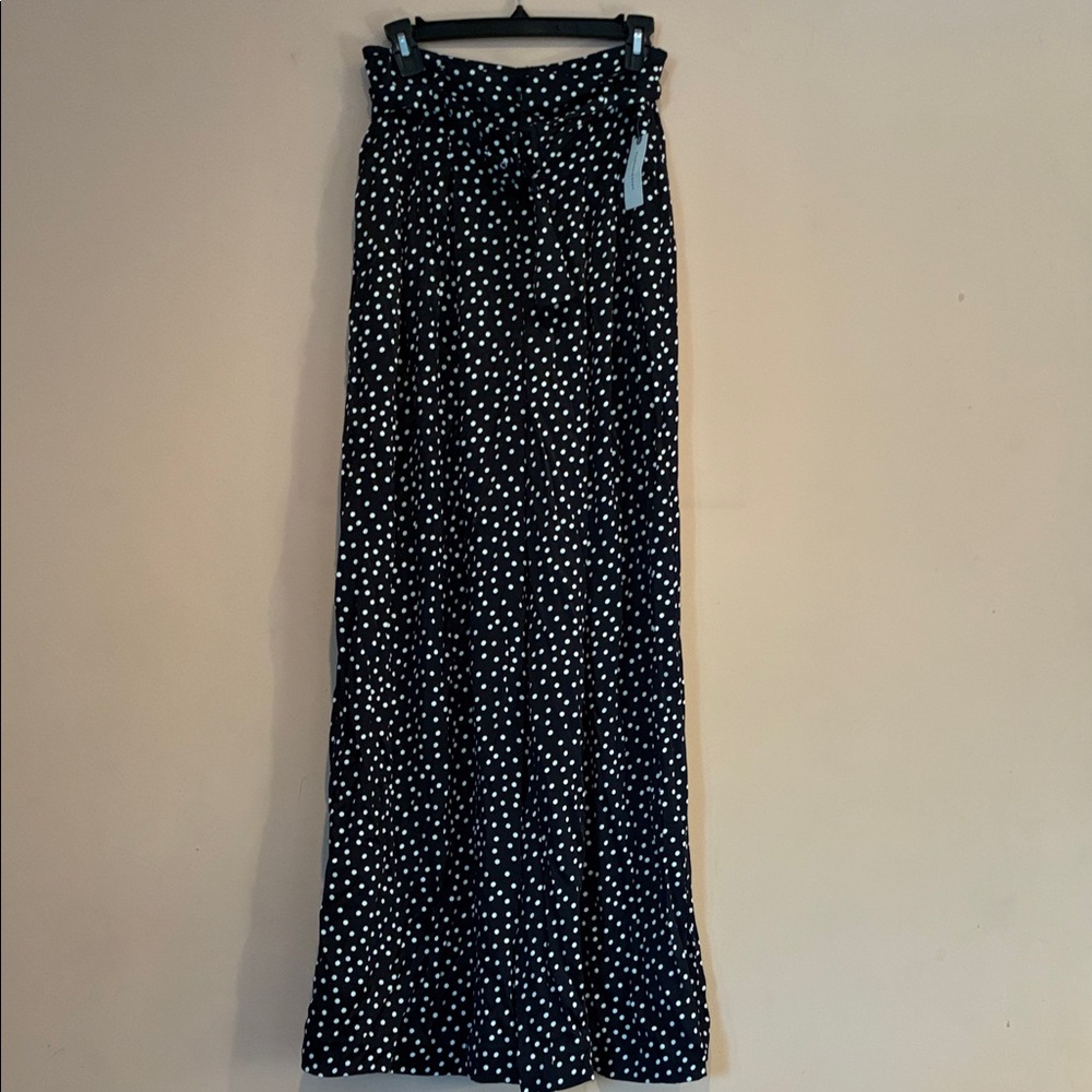 Polka Dot wide leg silky trouser MAEVE - Black and White